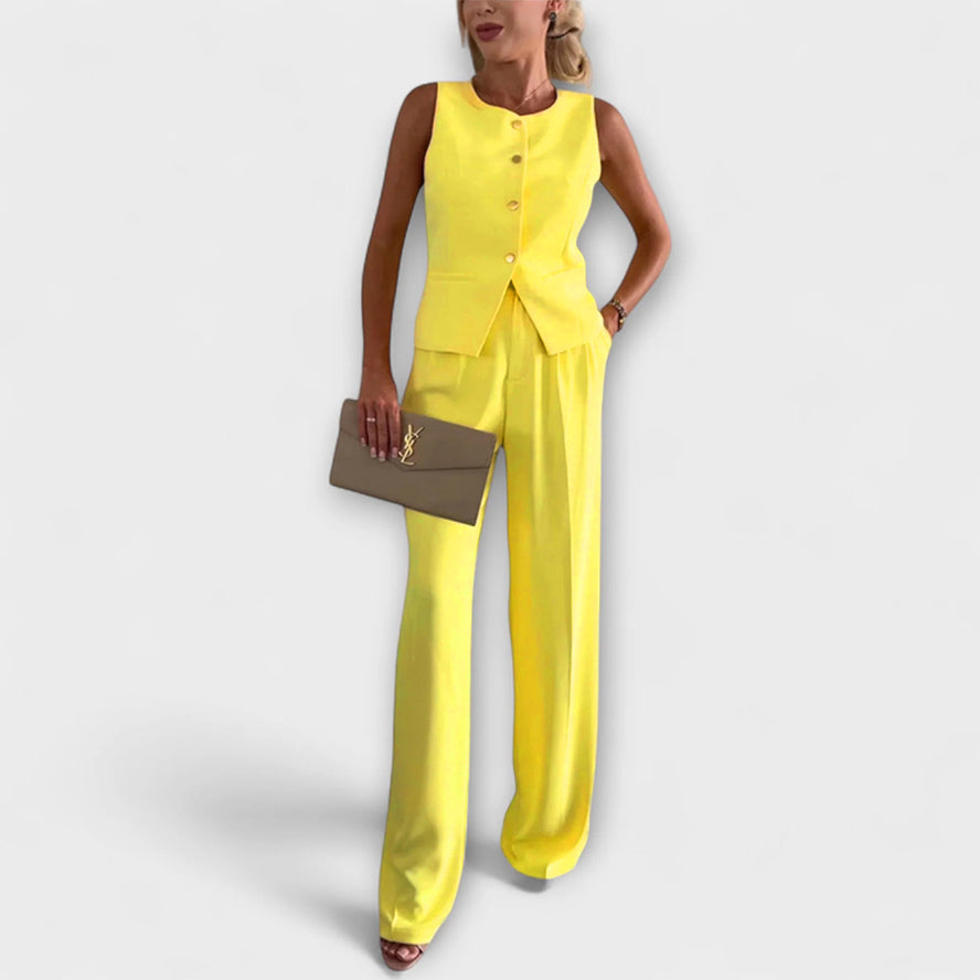 Wilhelmina - Stilinga be rankovių palaidinė ir kelnių komplektas