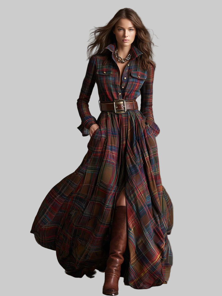 Viltė - Maxi languota suknelė