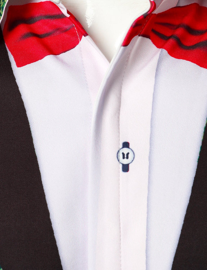 Vyriški žali ilgarankoviai marškiniai su linksmu kalėdiniu eglutės kostiumo raštu ir sagomis