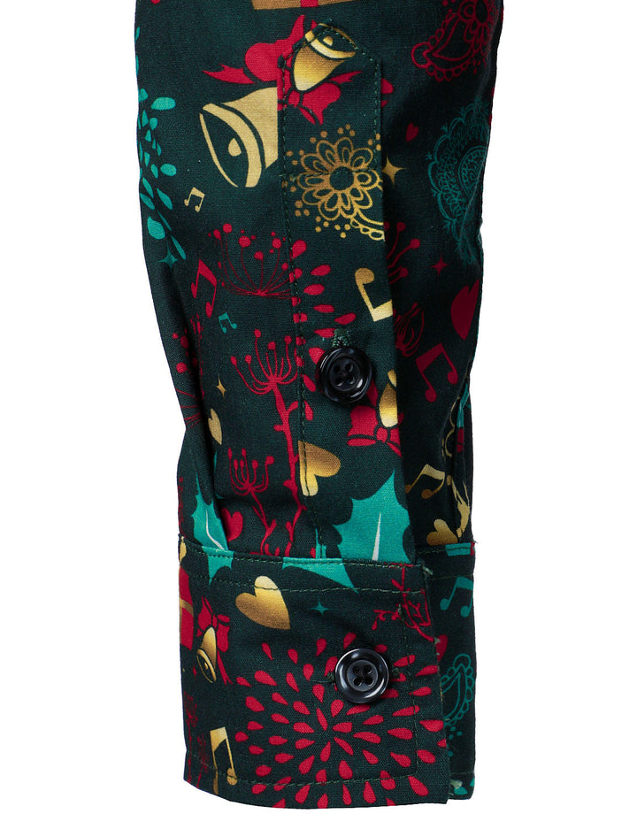 Vyriški ilgarankoviai medvilniniai kalėdiniai marškiniai su elniais