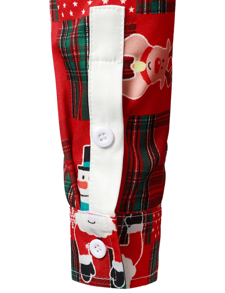 Vyriški raudoni vintažiniai tartaniniai ilgarankoviai kalėdiniai marškiniai