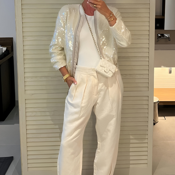 Journi - Elegantiškas Pailletten stiliaus paltas