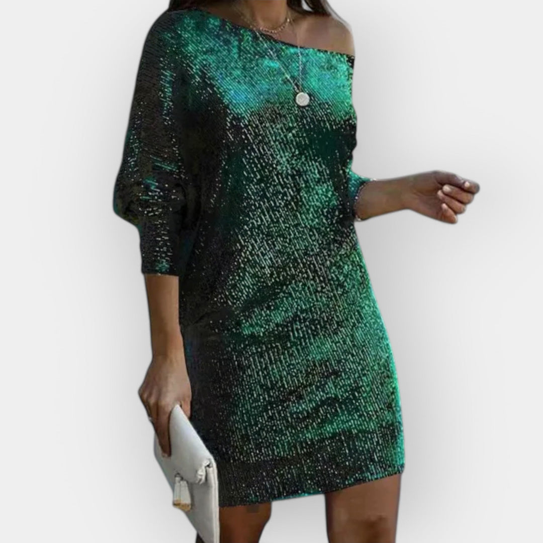 Vakarinė Suknelė su Pailgintais Blizgučiais