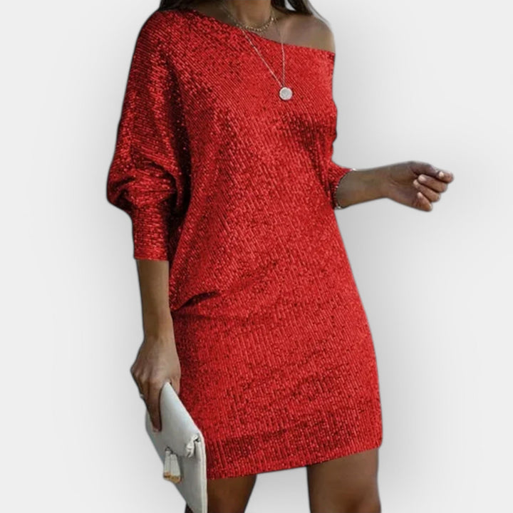 Vakarinė Suknelė su Pailgintais Blizgučiais