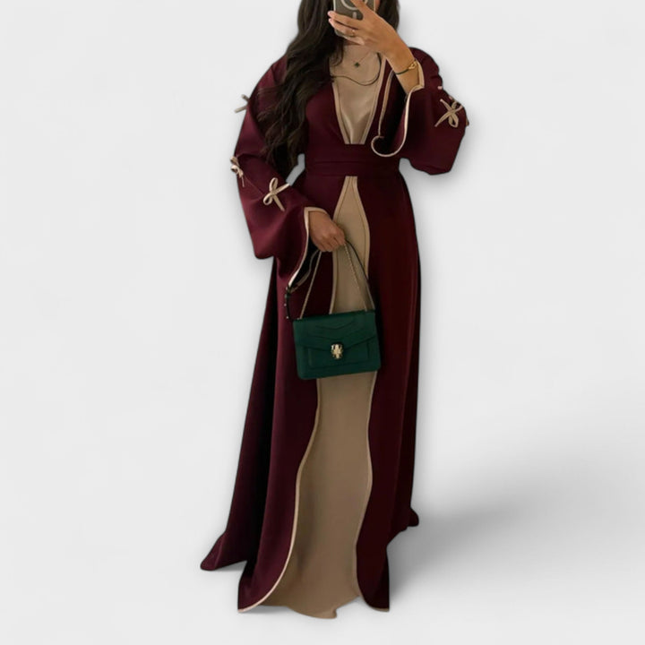 Stilingas Kardiganas ir Suknelė su Dryžuota Dekoracija