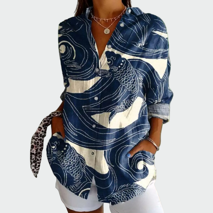 Stilinga gėlių rašyta palaidinė