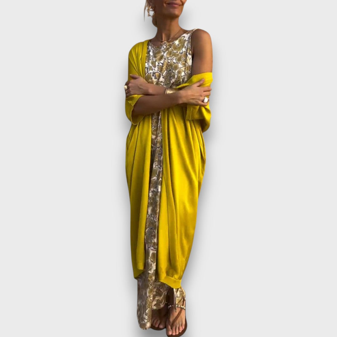 Ilga suknelė su kardiganu