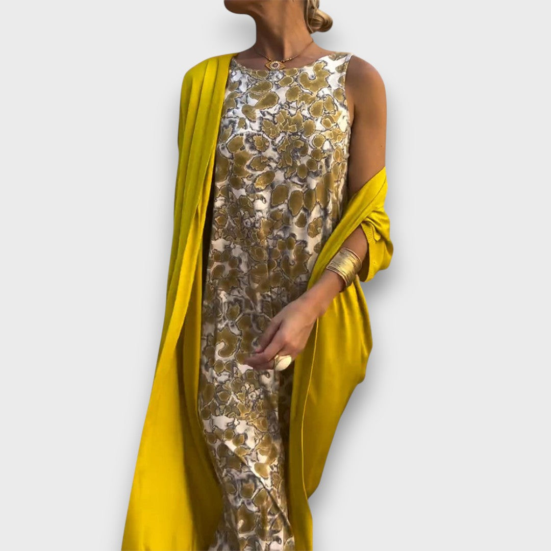 Ilga suknelė su kardiganu