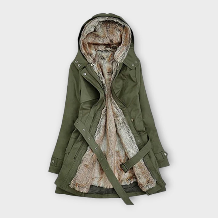 Mikash - Vilnonis Paltas su Gėlių Pamušalu