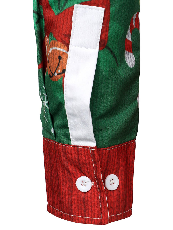 Vyriški kalėdinio kostiumo šventiniai ilgarankoviai marškiniai