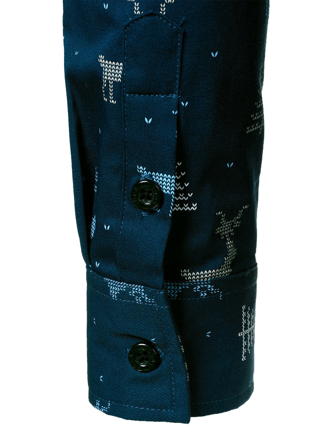 Vyriški tamsiai mėlyni ilgarankoviai marškiniai su kvėpuojančiu kalėdinės eglutės ir elnio raštu