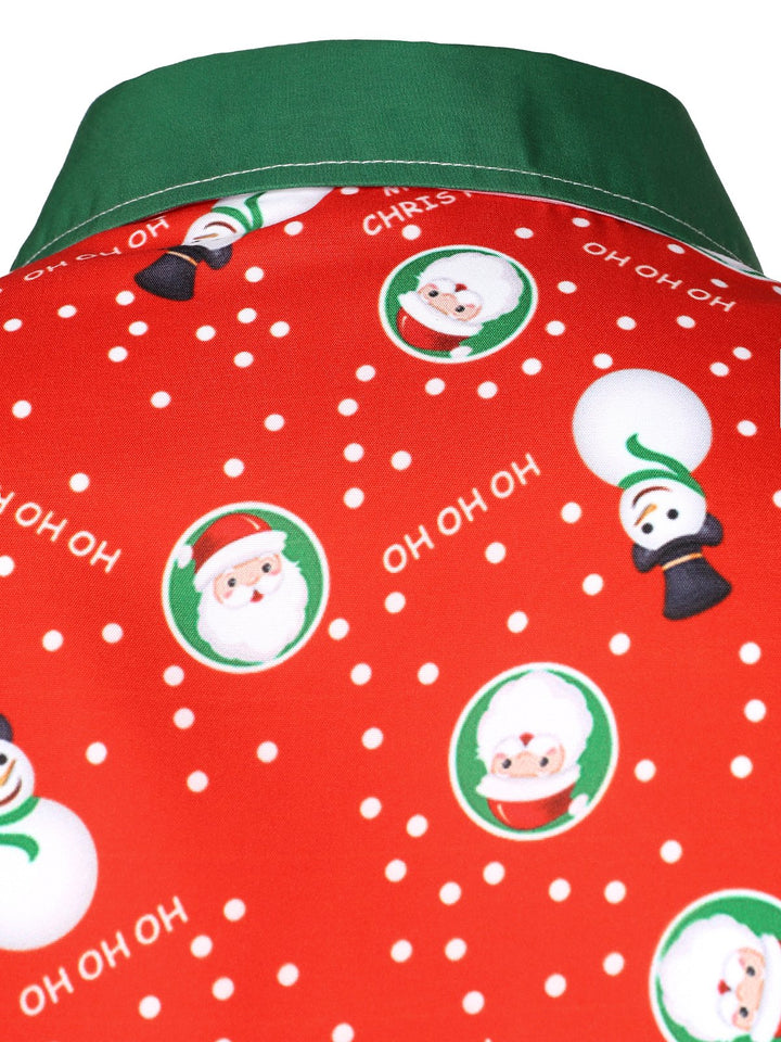 Vyriški ilgarankoviai marškiniai su kalėdiniu sniego seniu ir Kalėdų Seneliu