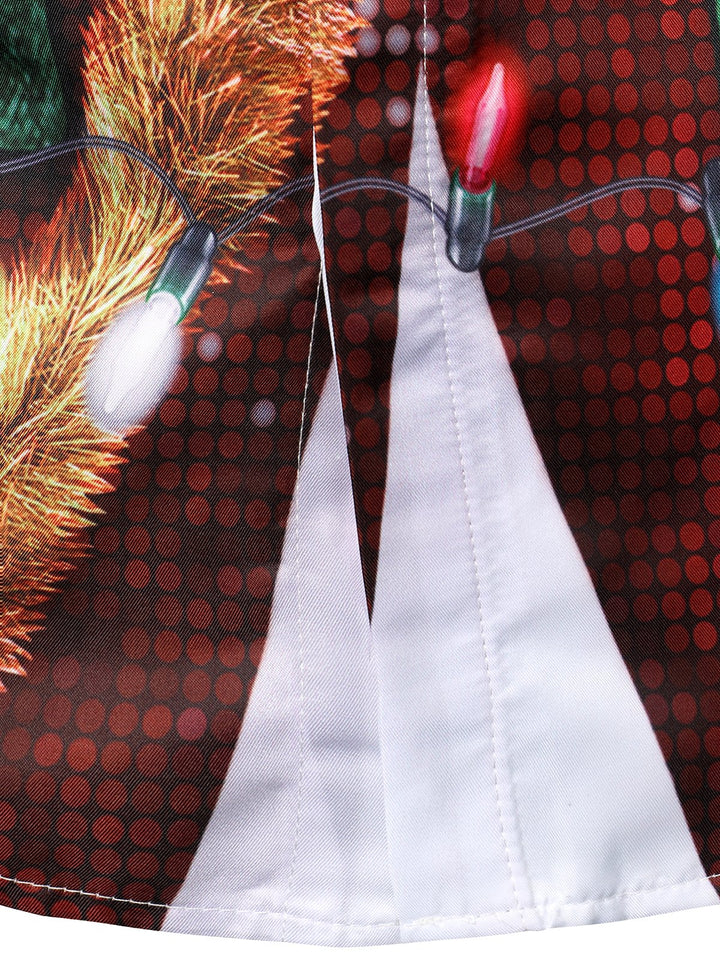 Vyriški marškiniai su linksmu kalėdiniu kostiumo dizainu ilgarankoviai su sagomis