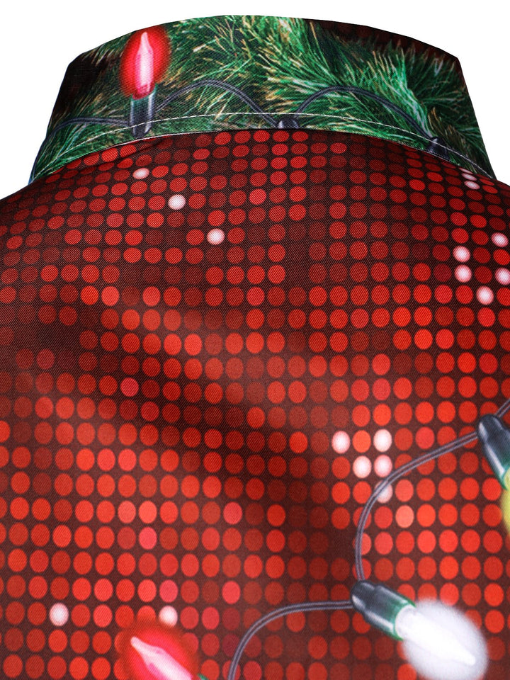 Vyriški marškiniai su linksmu kalėdiniu kostiumo dizainu ilgarankoviai su sagomis