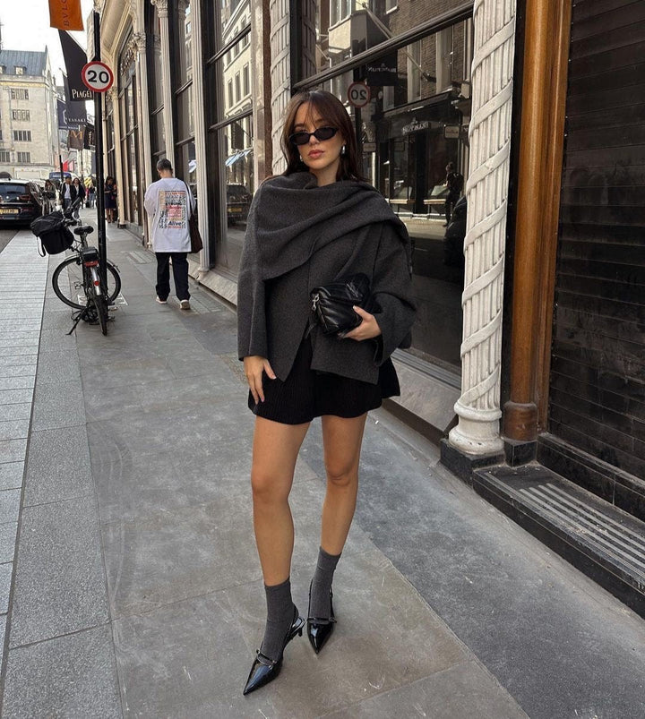 Elena - Stilingas Elegantiškas Cape Paltas