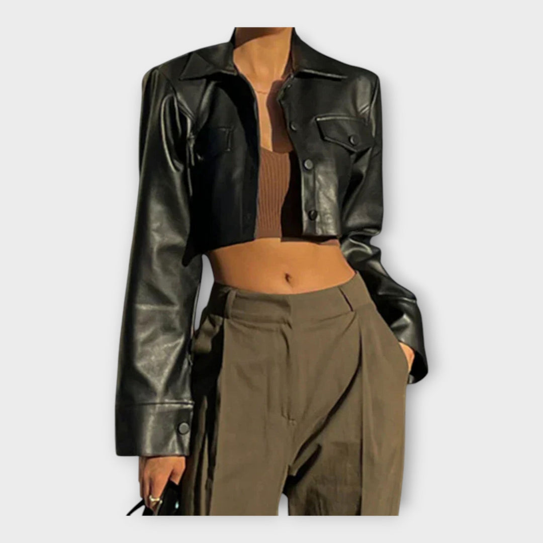 Olga - Trumpas odinis paltas 