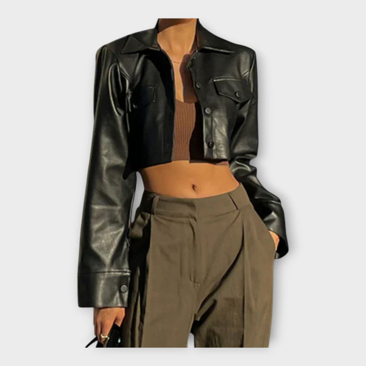 Olga - Trumpas odinis paltas 