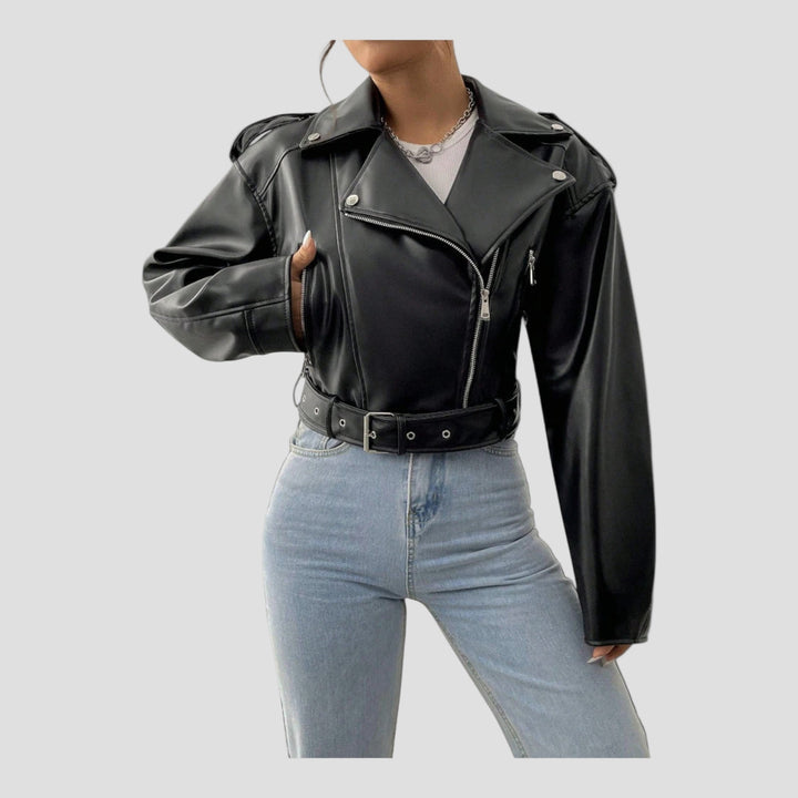 Indrė- Trumpas odinis paltas 