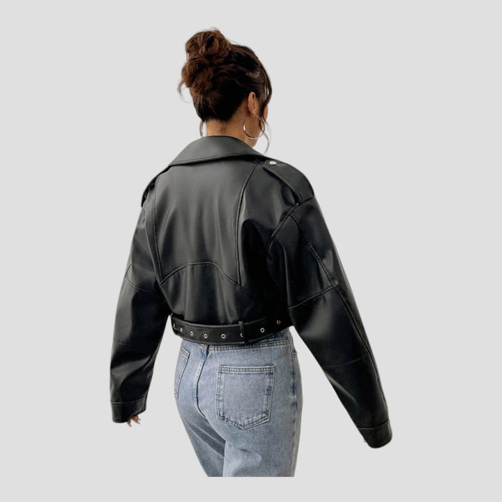 Indrė- Trumpas odinis paltas 