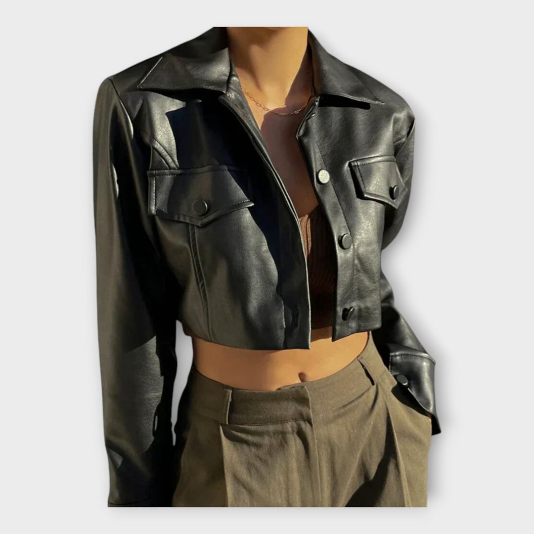 Olga - Trumpas odinis paltas 