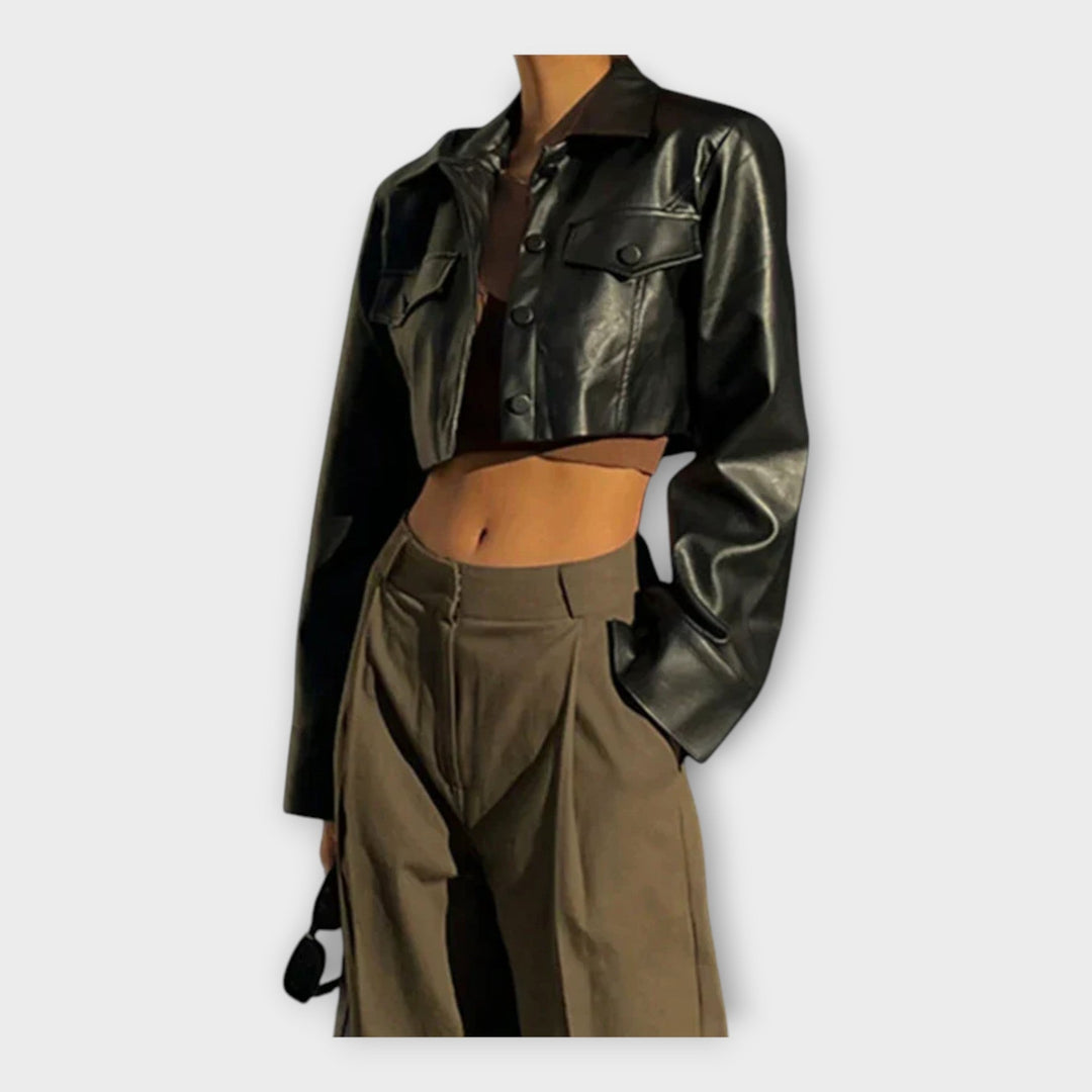 Olga - Trumpas odinis paltas 