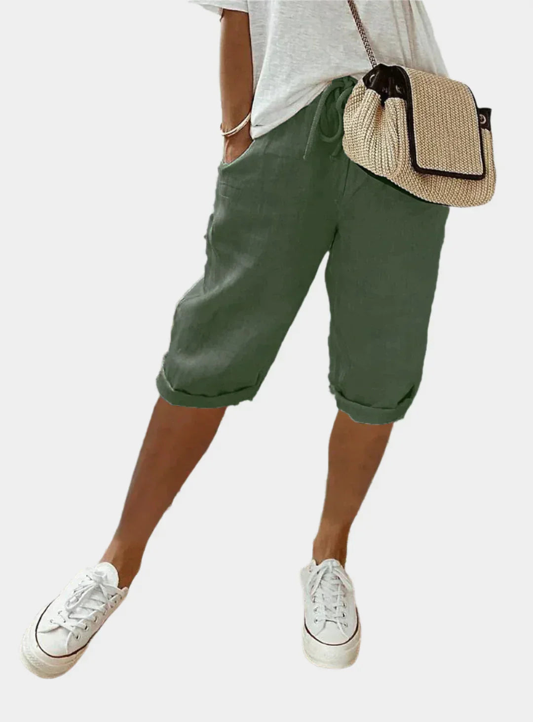 Stilingos Moteriškos Lino Kelnės