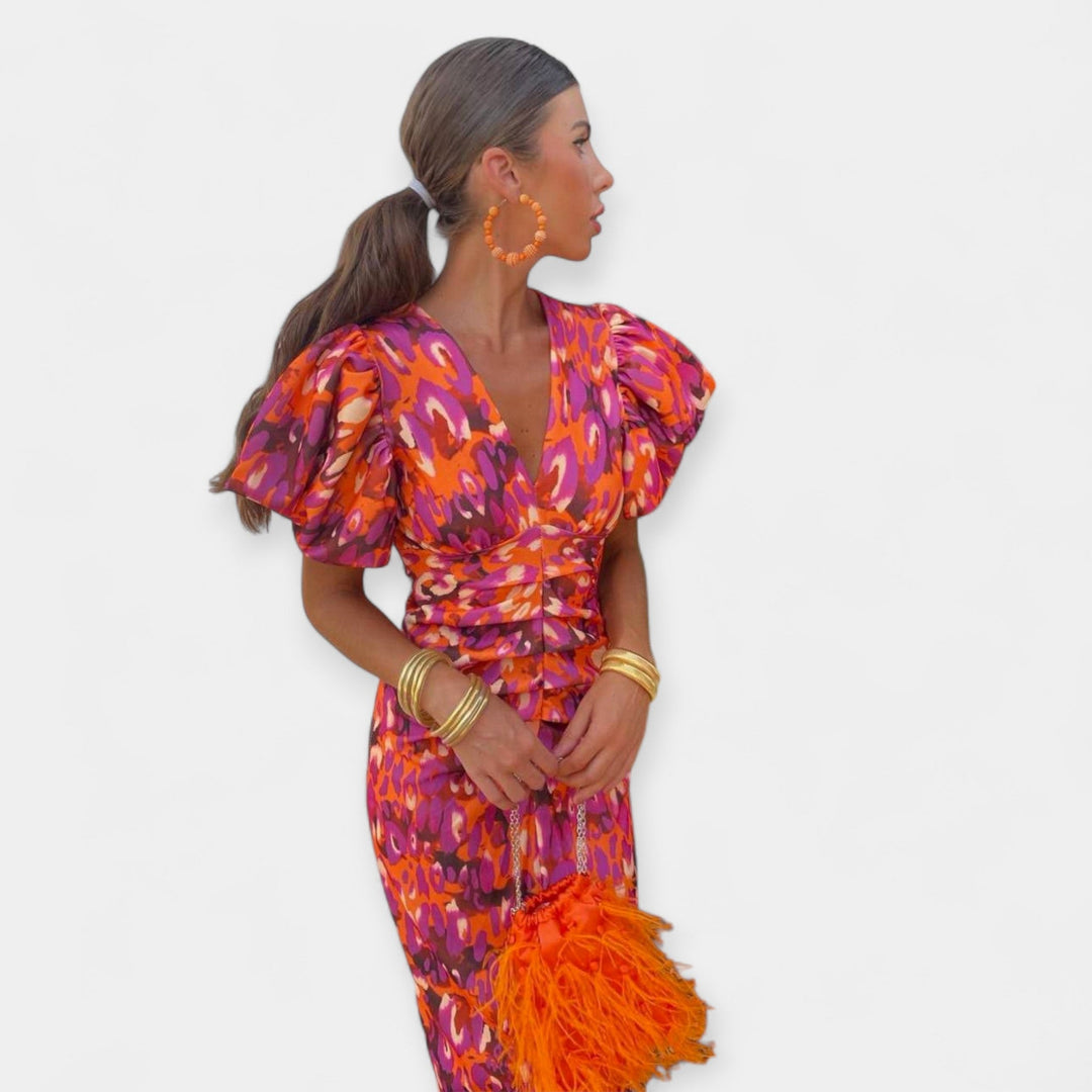 Suknelė su Rankovėmis ir Volanais